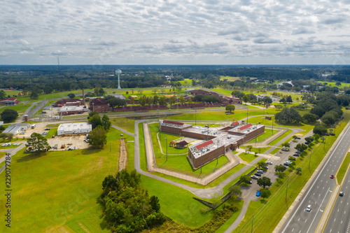 Aerial photo of a prison correctional institution 