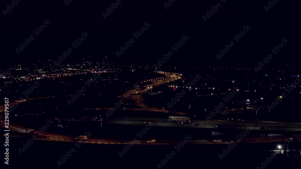 Birmingham UK Establishing Spaghetti Junction Night Shot.