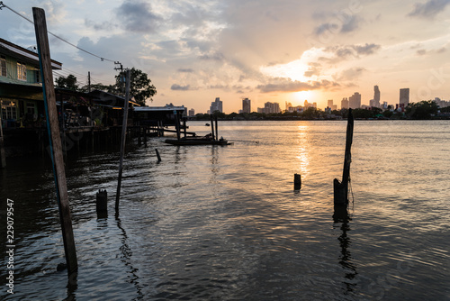 Sun set outside the city