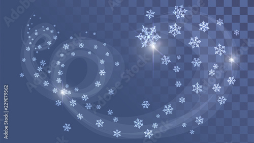 Snow swirl, frosty wind on a transparent background. Winter, Snowflakes, Snowfall