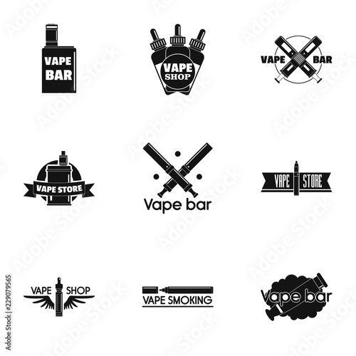 Vape bar logo set. Simple set of 9 vape bar vector logo for web design on white background