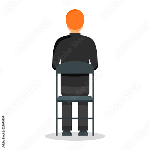 Back black man chair icon. Flat illustration of back black man chair vector icon for web design