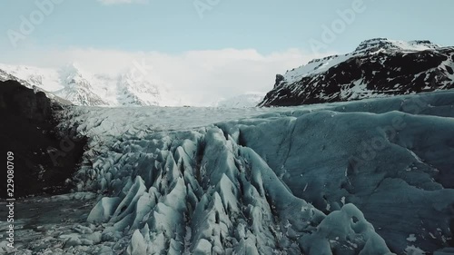 Aerial view of Skaftafell glacier , Vatnajokull National Park in Iceland. photo