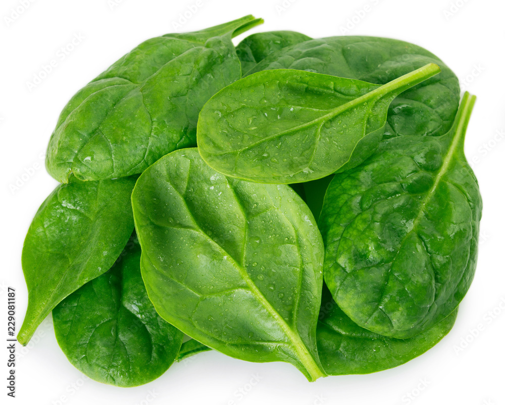 Obraz premium Fresh spinach on white background