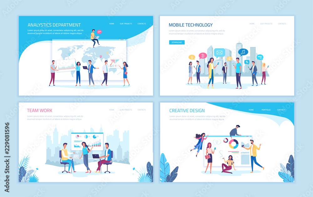 Working people office process vector templates