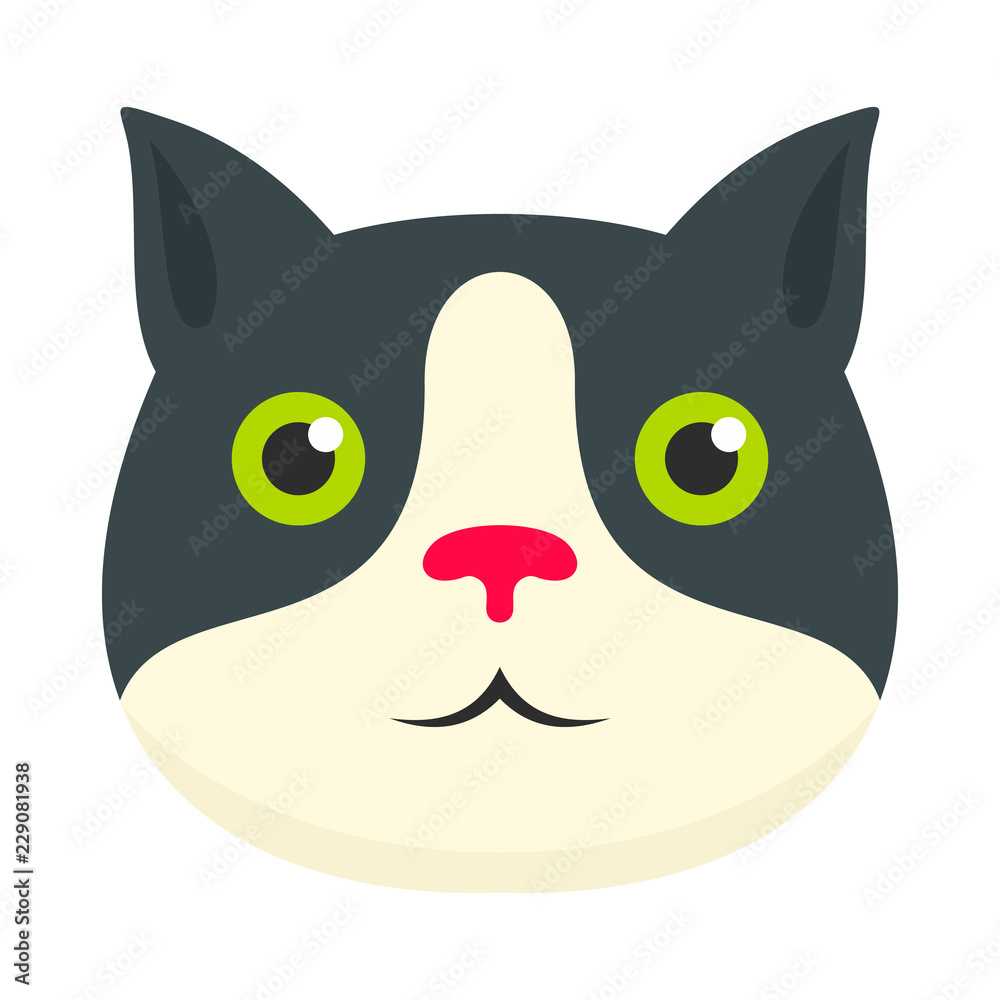 Cute cat face icon. Flat illustration of cute cat face vector icon for web design