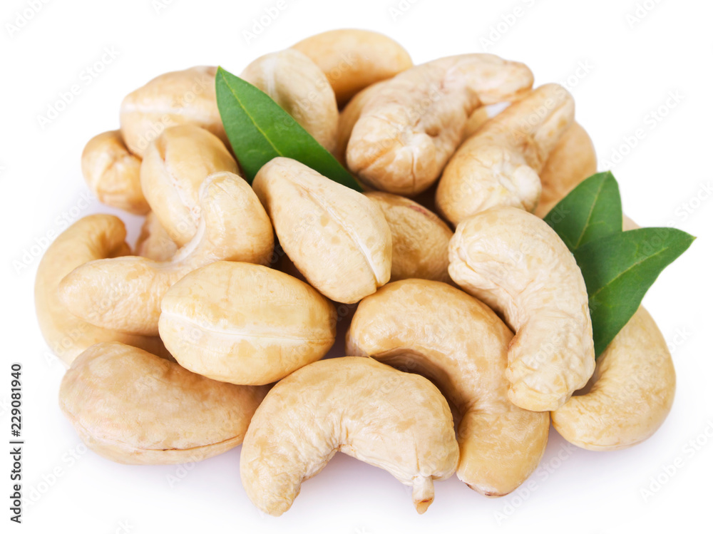 Cashew nuts on white background Cashew nuts on white background