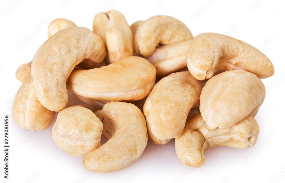 Cashew nuts on white background Cashew nuts on white background
