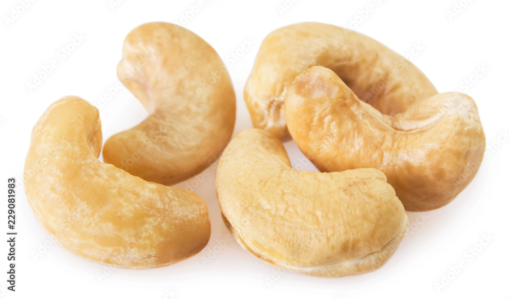 Cashew nuts on white background Cashew nuts on white background
