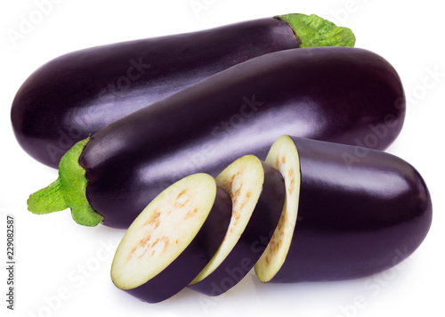 Fresh eggplant on white background