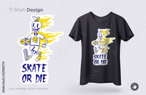 Funny skeleton illustration. Print on T-shirts, sweatshirts and souvenirs