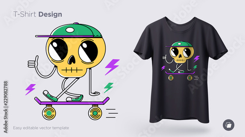 Funny skeleton illustration. Print on T-shirts, sweatshirts and souvenirs
