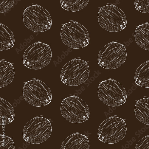Coconut seamless pattern, vector