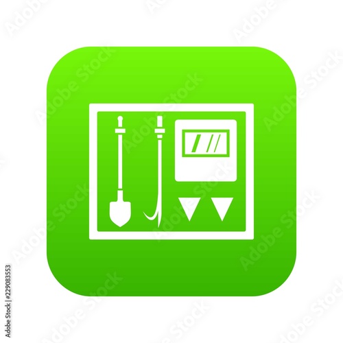 Fire shield icon digital green for any design isolated on white vector illustration