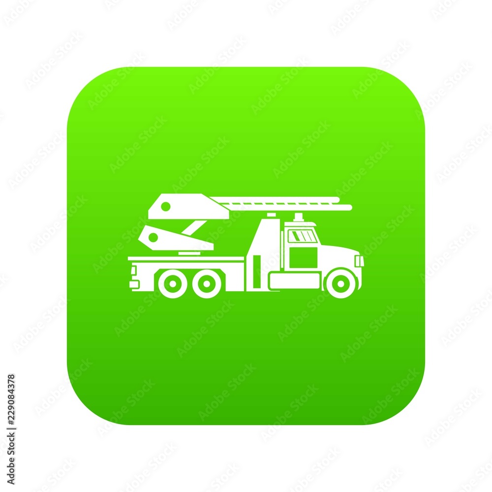Fire engine icon digital green for any design isolated on white vector illustration Fire engine icon digital green for any design isolated on white vector illustration