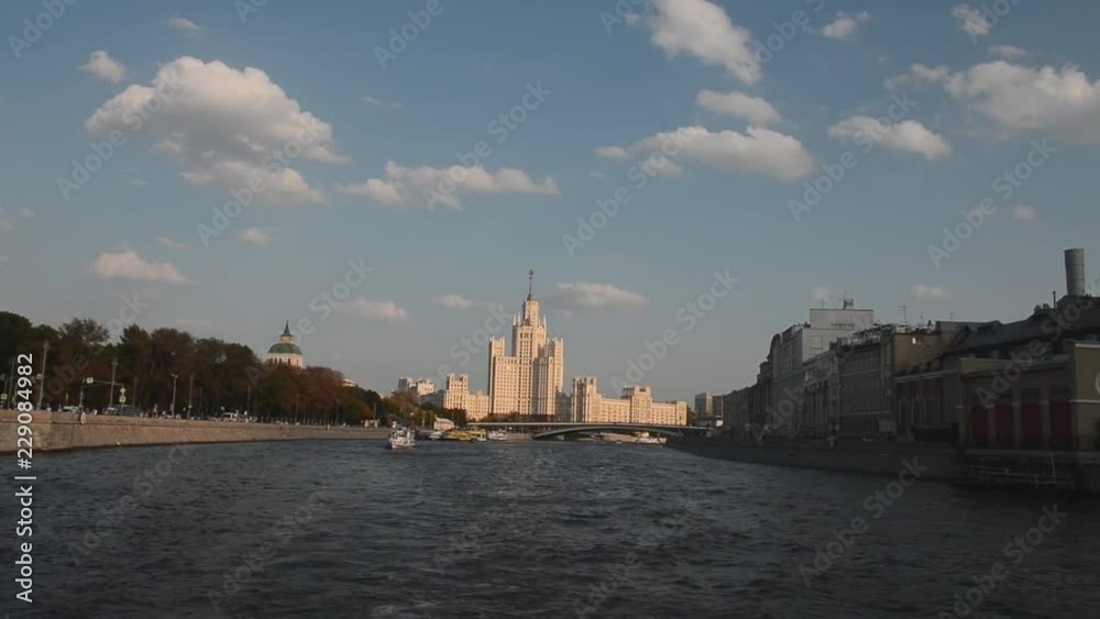 Russia. Embankment of the Moscow river. Boat trip to Moscow. Russia. Embankment of the Moscow river. Boat trip to Moscow.