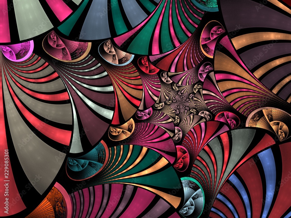 Obraz premium Symmetrical fractal flower red, digital artwork for creative graphic