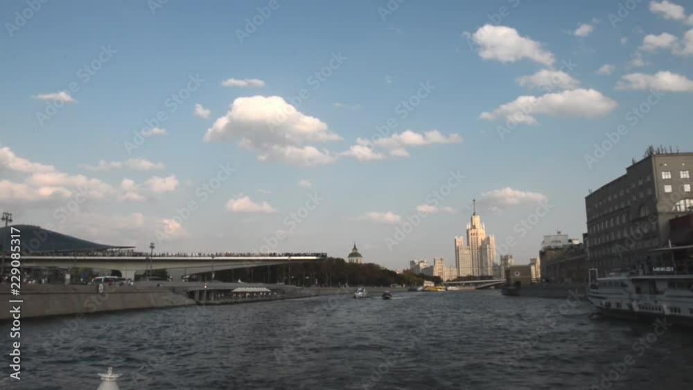 Russia. Embankment of the Moscow river. Boat trip to Moscow. Russia. Embankment of the Moscow river. Boat trip to Moscow.