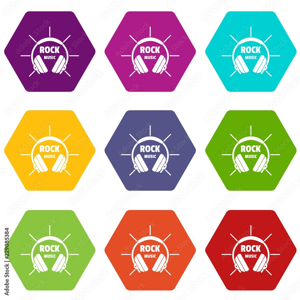 Modern rock music icons 9 set coloful isolated on white for web Modern rock music icons 9 set coloful isolated on white for web