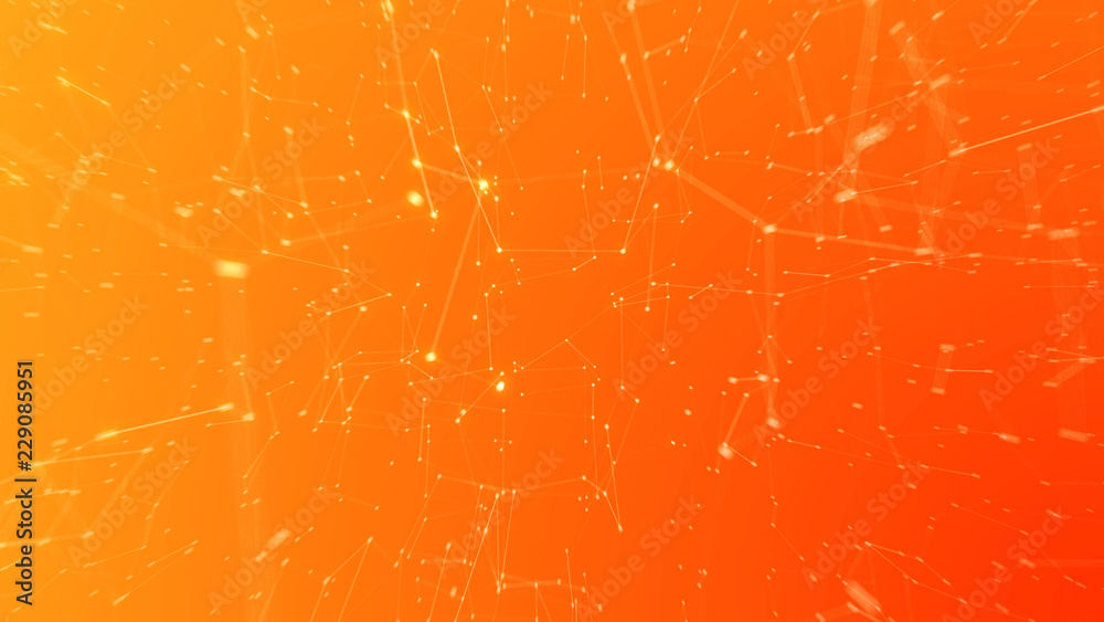 Subtle Abstract Orange Plexus Background - Hi-Tech Networking and Connections - obrazy, fototapety, plakaty 