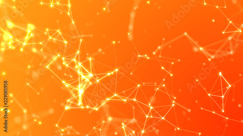 Abstract Orange Plexus Background Hi-Tech Connections