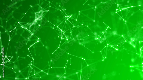 Abstract Subtle Green Background - Plexus Nodes and Lines Hi Tech Connections