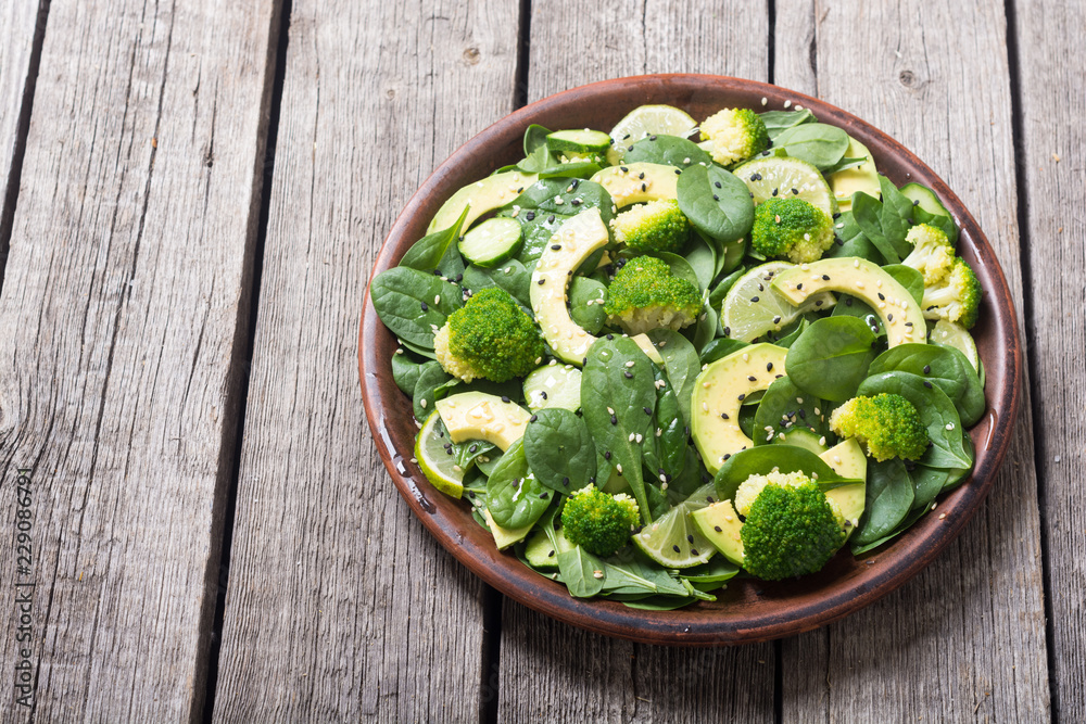 Green baby spinach salad with avocado Green baby spinach salad with avocado
