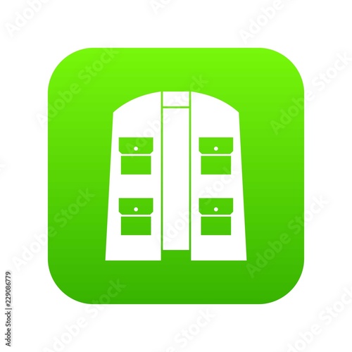 Hunter vest icon digital green for any design isolated on white vector illustration
