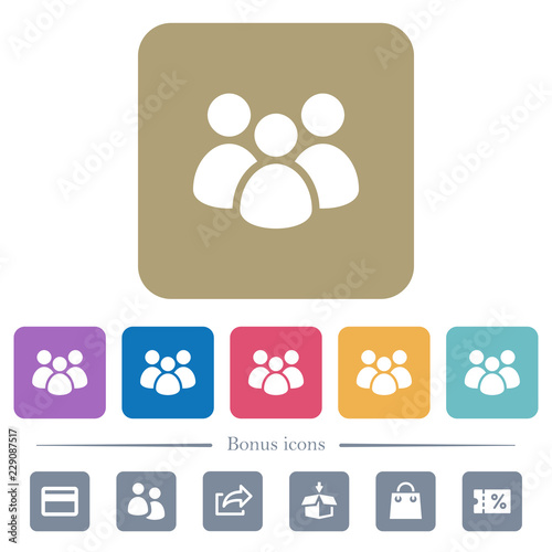 Team flat icons on color rounded square backgrounds photo