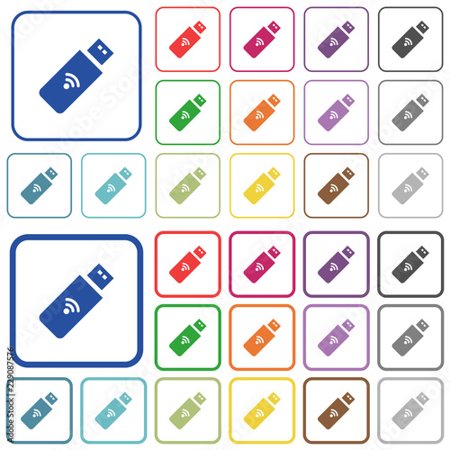 Wireless usb stick outlined flat color icons photo