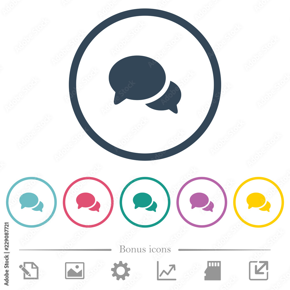 Discussion flat color icons in round outlines Discussion flat color icons in round outlines
