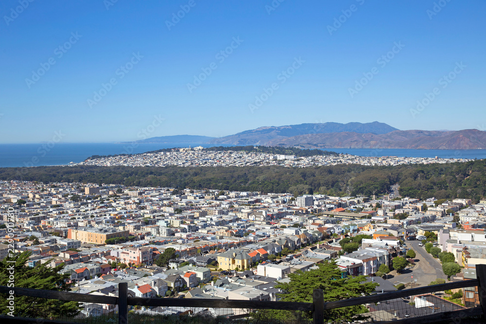Aerial wide view of San Francisco western part