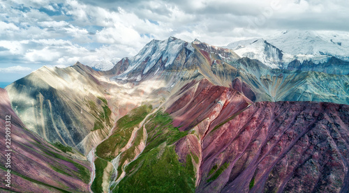 Obraz na płótnie Mount Lenin seen from Basecamp in Kyrgyzstan taken in August 2018 w salonie