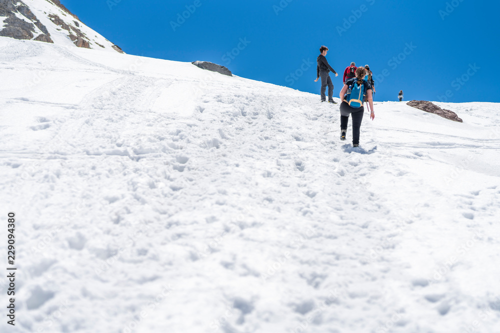 Andes valleys inside central Chile at Cajon del Maipo amazing views over snow mountains and glaciers a perfect place for hiking and having some adventure on a remote place with an awe rugged landscape