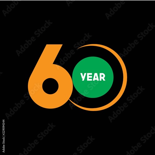 60 Year Anniversary Vector Template Design Illustration