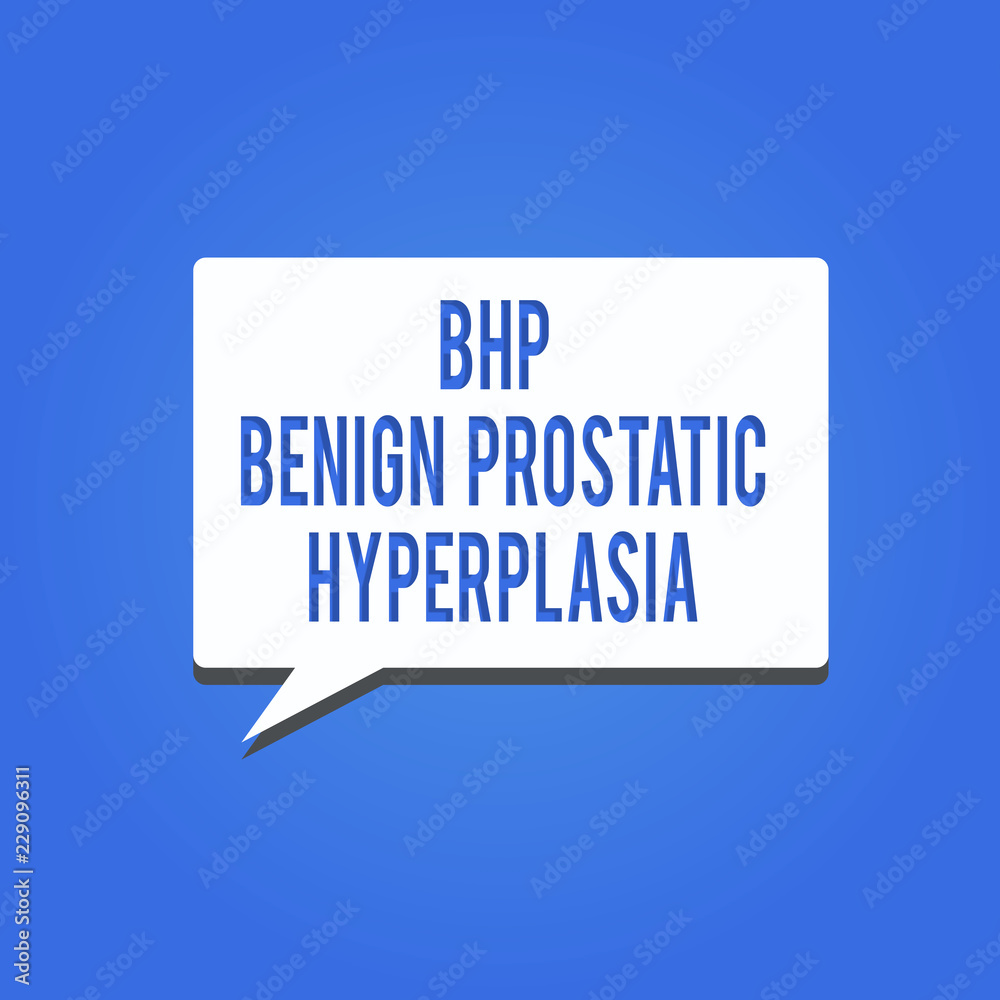 Word writing text Bhp Benign Prostatic Hyperplasia. Business concept for Noncancerous prostate gland enlargement.