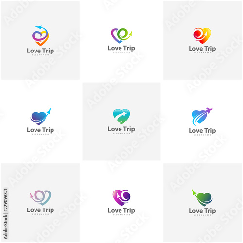 Set of Love Travel Logo. Travel logo design Vector template