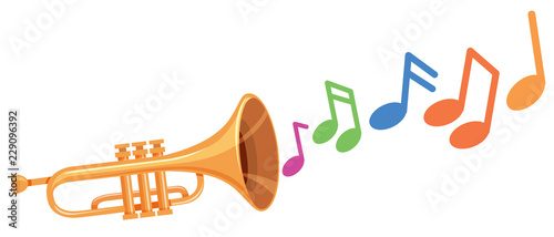 Canvas Print A trumpet with music note
