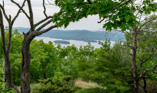 Fototapeta Naklejka Na Ścianę i Meble -  This is a fun hike exploring the Shelving Rock Mountain area on the east side of Lake George. Top of Shelving Rock Mountain provides amazing views down to the lake and then explore the shoreline. 