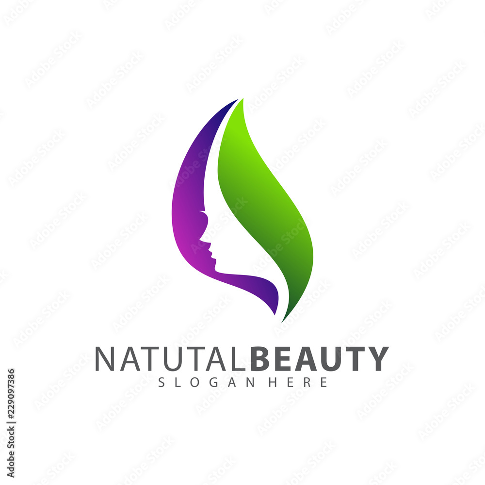 Woman's face in flower leaves. Abstract design concept for beauty salon, massage, cosmetic and spa. Vector female logo design template. Woman's face in flower leaves. Abstract design concept for beauty salon, massage, cosmetic and spa. Vector female logo design template.