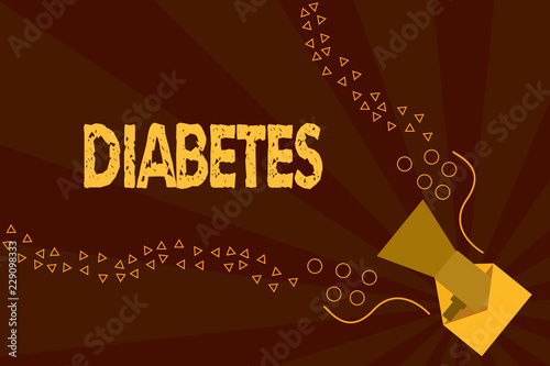 Text sign showing Diabetes. Conceptual photo disease in which bodys ability to hormone insulin is impaired. photo