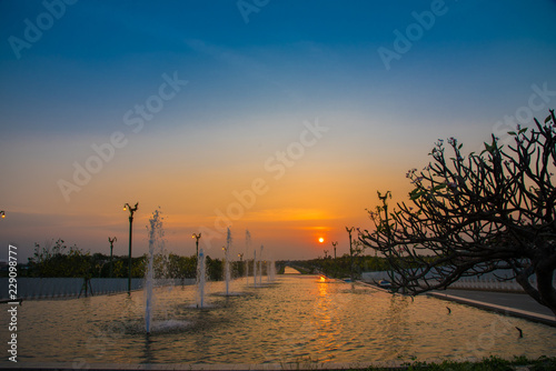 Twilight sky that Utthayan road (Aksa Road) , Thailand , Evening street photo