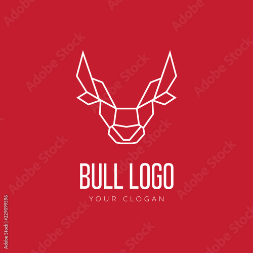 Head of Bull Geometric Style Logo Design 