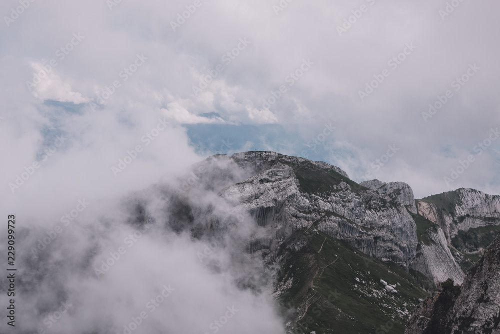 View mountains scene from top Pilatus Kulm in national park Lucerne, Switzerland, Europe. Summer landscape, sunshine weather, dramatic sky and sunny day View mountains scene from top Pilatus Kulm in national park Lucerne, Switzerland, Europe. Summer landscape, sunshine weather, dramatic sky and sunny day