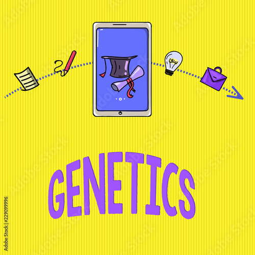 Word writing text Genetics. Business concept for study of heredity and the variation of inherited characteristics. photo