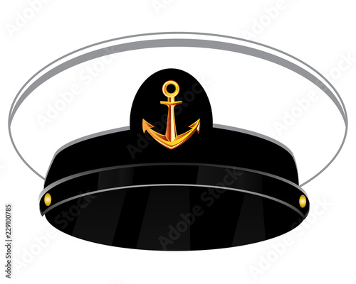 Service cap of the sea captain on white background