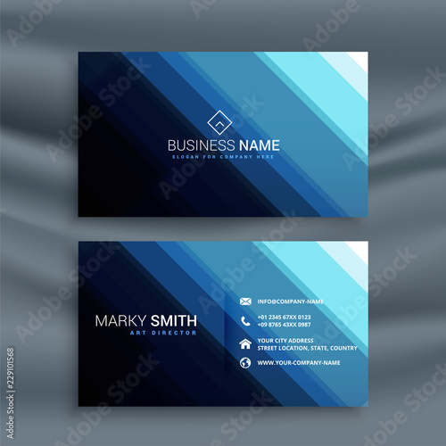 abstract line style blue business card