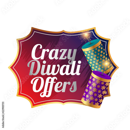 crazy diwali sale template design with cracker