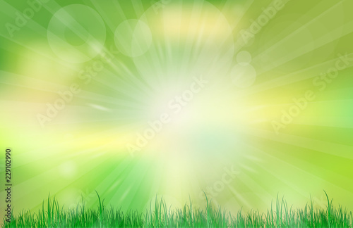 Abstract green and blue blurred gradient background. Nature blurred bokeh background with sunlight and grass. © Go Ahead