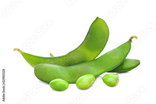edamame green beans or soybeans isolated on white background photo